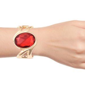 Red Chroma Bangle Bracelet in Gold tone